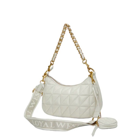 Loyal West Handbags - Loyal West Brand Joe Leather Quilted White or Black Quilted Shoulder Bag